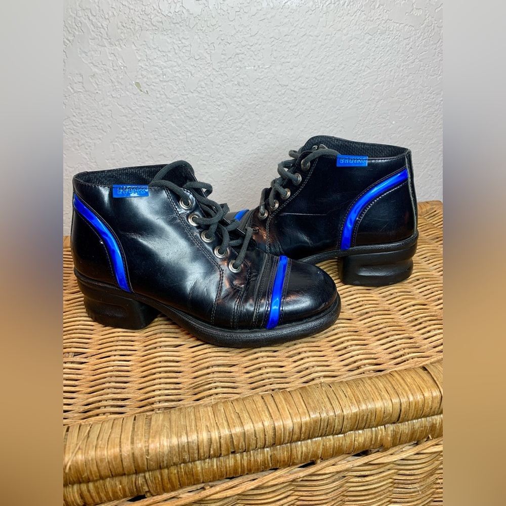 BRONX Styled by Dijkmans Black Italian Leather Combat Boots Size 36